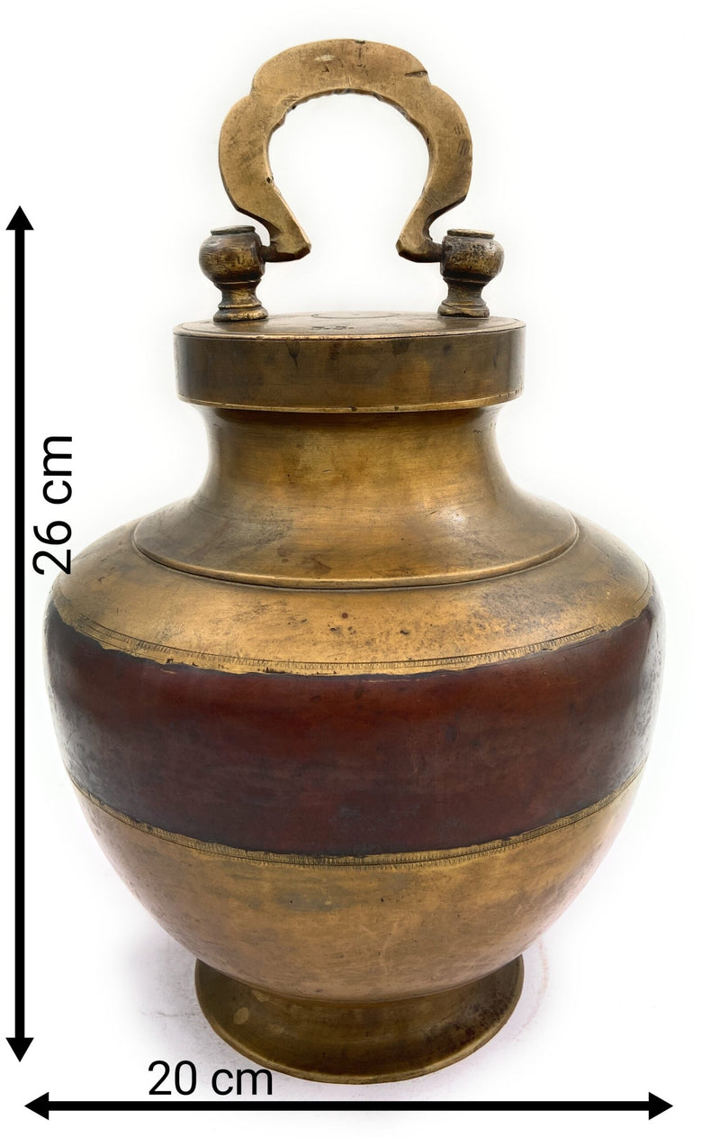 Bhunes Brass Antiques Kamandal | Brass Stoup | Gangajali With 2 Litre Capacity,Gold, 10.5 Inch, 1 Piece