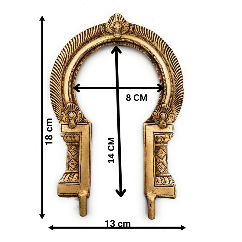 Handcrafted Brass Prabhavali Aura Frame for Deity Idol, Prabhamandala Tiruvasi Thiruvachi Makara Torana Kirtimukha Arch | Traditional Temple Backplate for Home Mandir & Pooja Decor, Gold, 7 Inch, 1 Piece