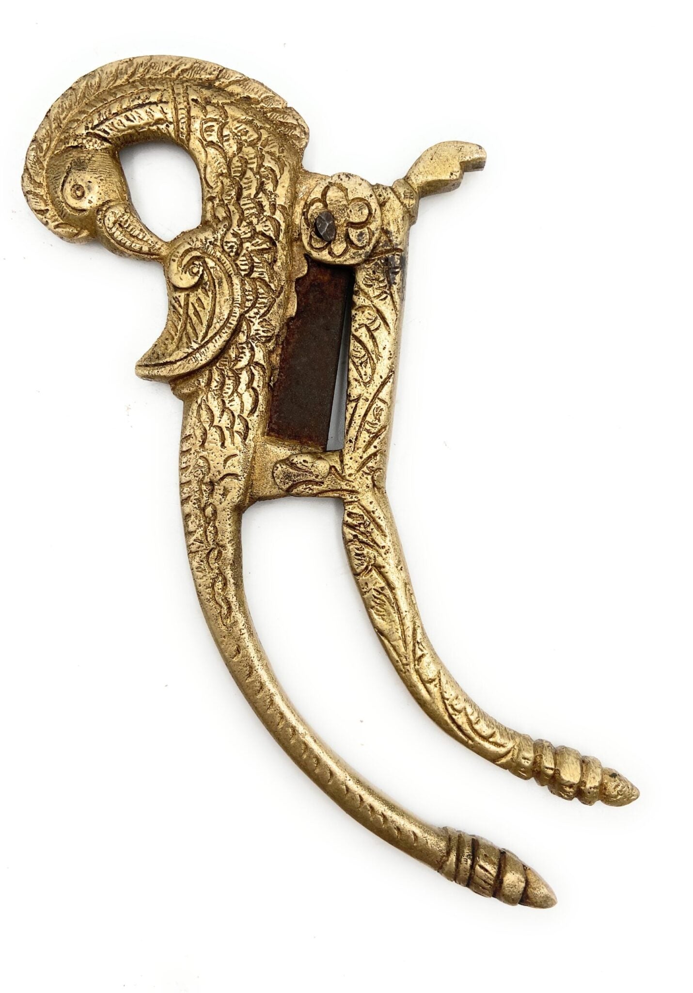 Handcrafted Brass Sarota Nut Cutter, Traditional Peetal Supari Cutter, Antique Pitala Betel Nutcracker, Vintage Pittal Areca Nut Slicer, Gold, 7 Inch, 1 Piece