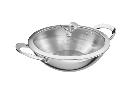 Kadai Flat Bottom Glass Lid 22cm(2L)