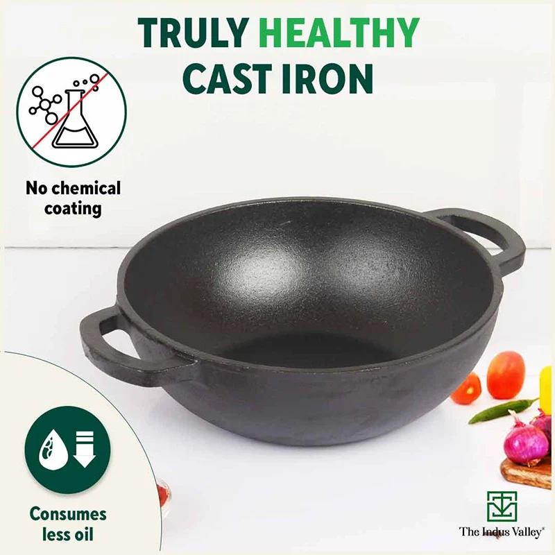 CASTrong Cast Iron Cookware Set: Tawa+ Kadai, Kitchen Set for Home, Pre-seasoned, 100% Pure, Toxin-free, Induction, Free ₹400 Tadka Pan
