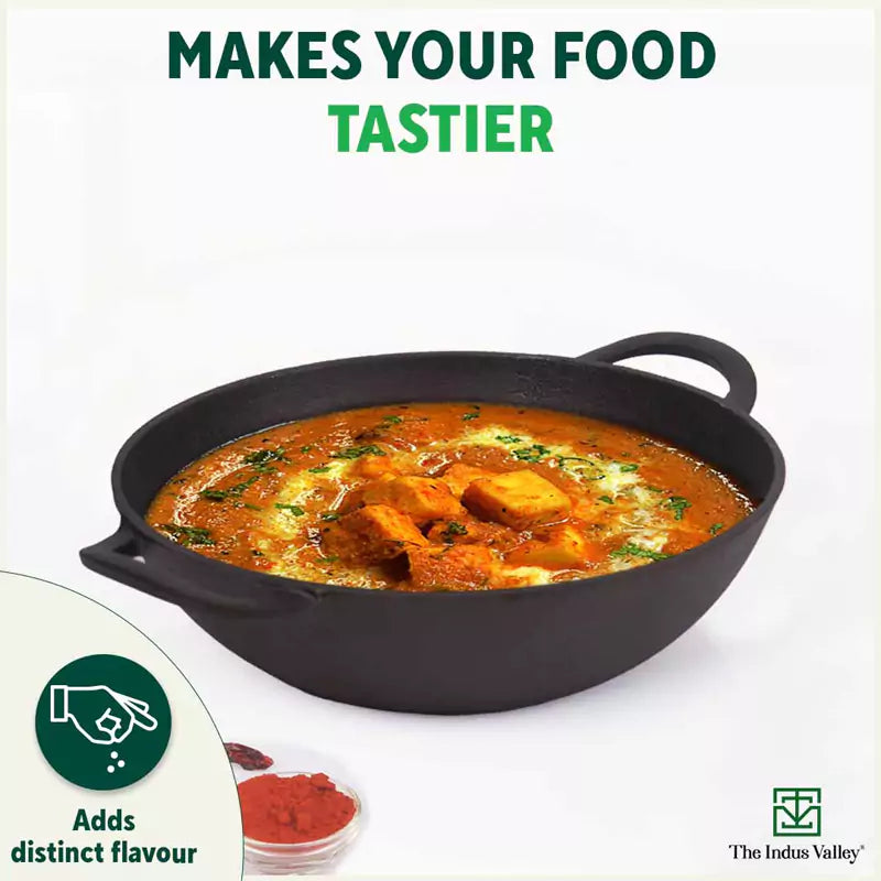 CASTrong Cast Iron Kadai, Pre-seasoned, Nonstick, 100% Pure, Toxin-free, 27cm, 2.5L, 2.5kg