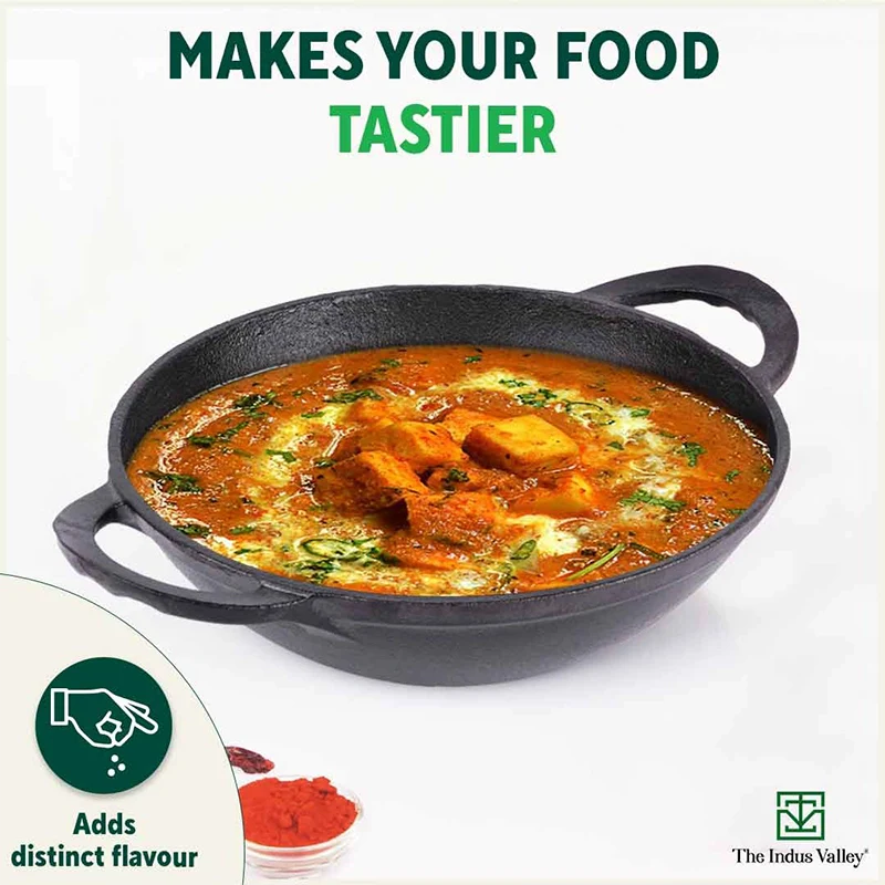 CASTrong Cast Iron Cookware Set - Kadai [1.4L]+Kadai [2.2L],Pre-seasoned,100% Pure,Toxin-free