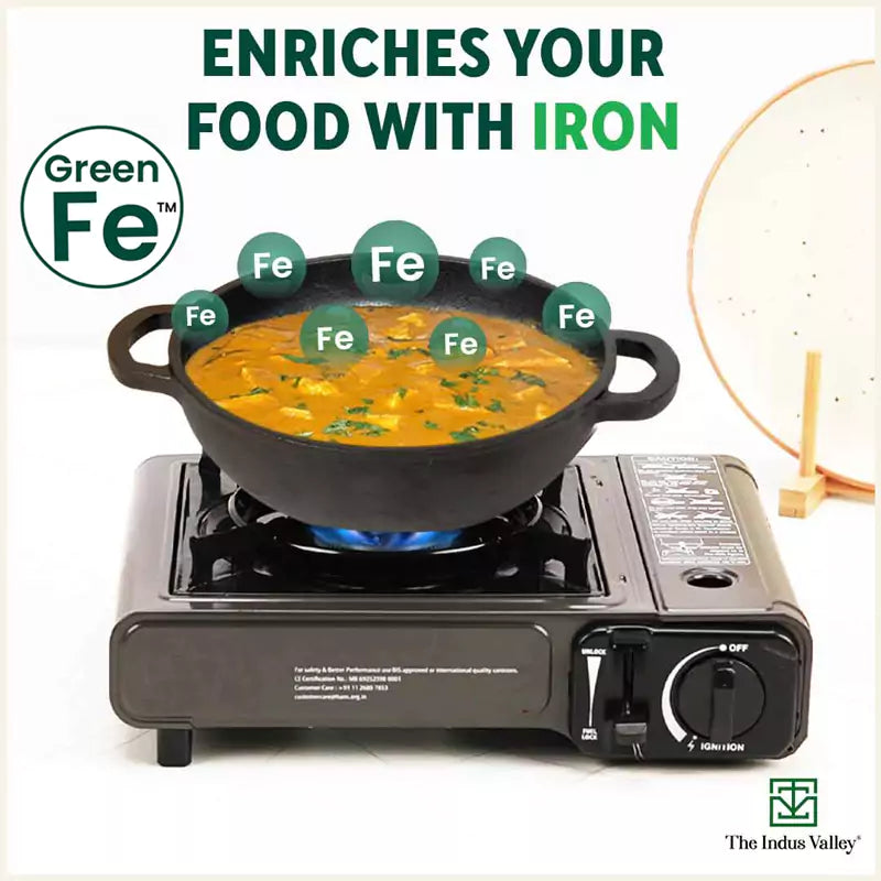 CASTrong Cast Iron Kadai ,Pre-seasoned, Nonstick, 100% Pure, Toxin-free, Induction, Free ₹110 Spatula, 25.4 cm, 2.3L, 2.5kg