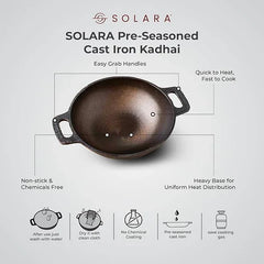 BlackForge Cast Iron Combo - Kadai 10' inch + Paniyaram 12 cavities + Dosa Tawa 12' inch