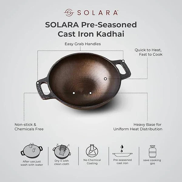 BlackForge Cast Iron Combo - Kadai 10' inch + Paniyaram 12 cavities + Dosa Tawa 12' inch