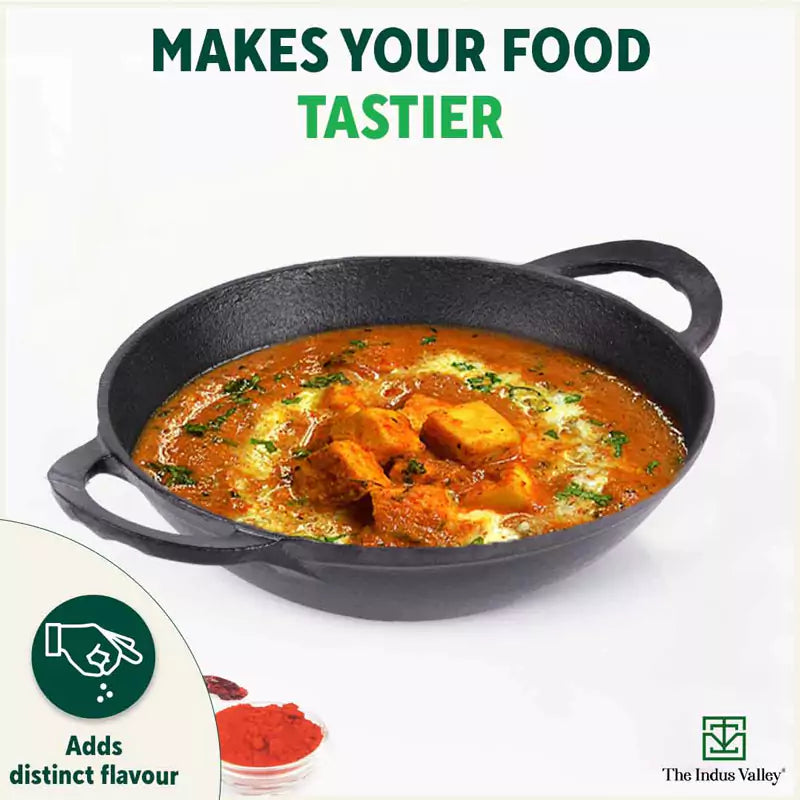 CASTrong Cast Iron Kadai, Pre-seasoned, Nonstick, 100% Pure, Toxin-free, 20.3cm, 1.4L, 1.5kg