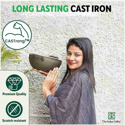 CASTrong Cast Iron Cookware Set: Tawa+Kadai+Frypan+Free Flip,Kitchen set for Home, Pre-seasoned,100% Pure,Induction