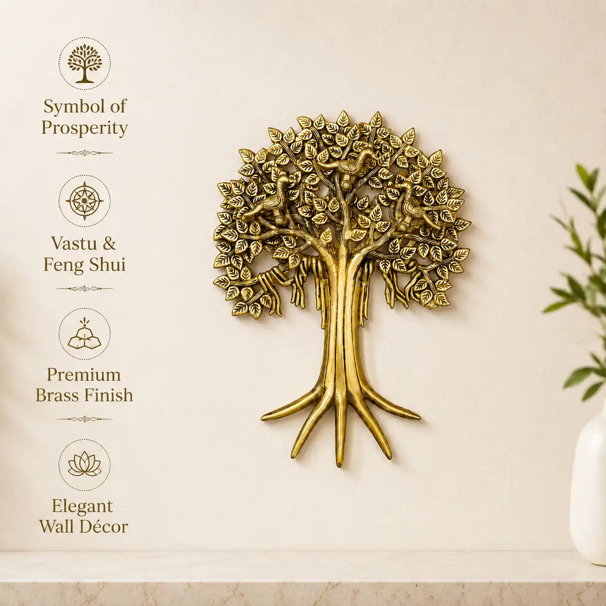 Brass Kalpvriksha Wall Hanging (13.5 Inch)