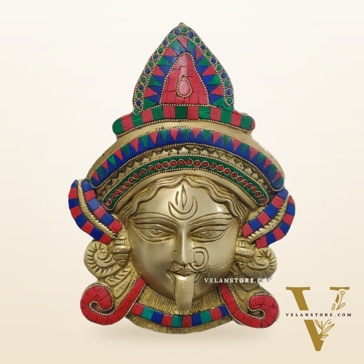 Kali Maa Face Wall Mount With Stonework