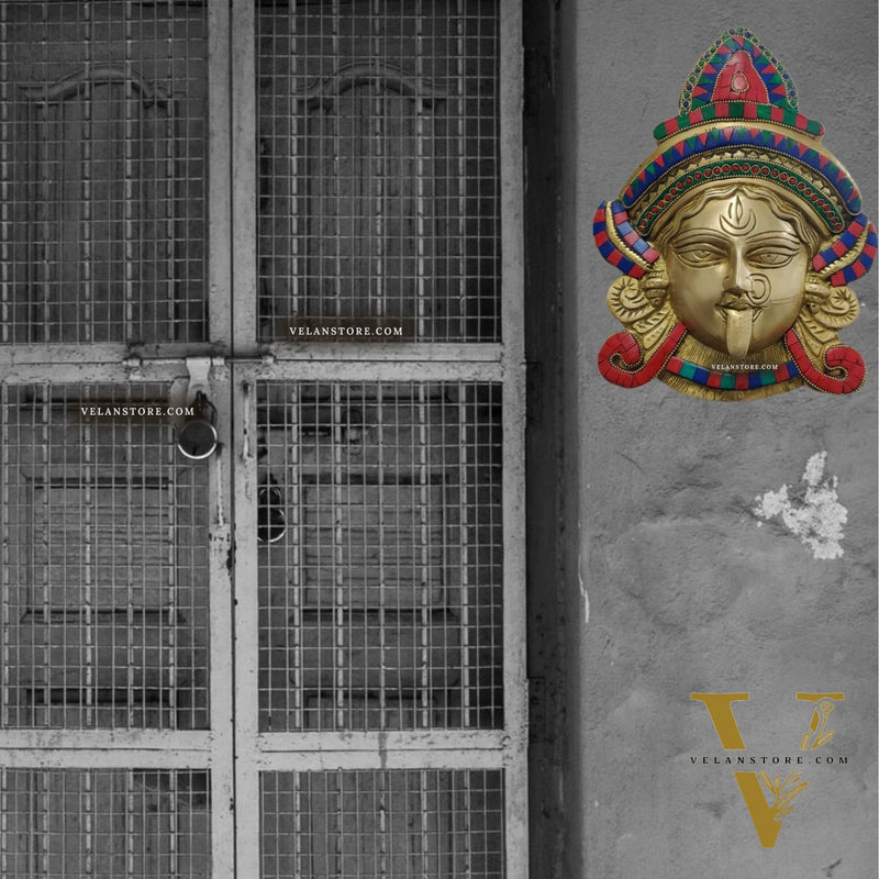 Kali Maa Face Wall Mount With Stonework