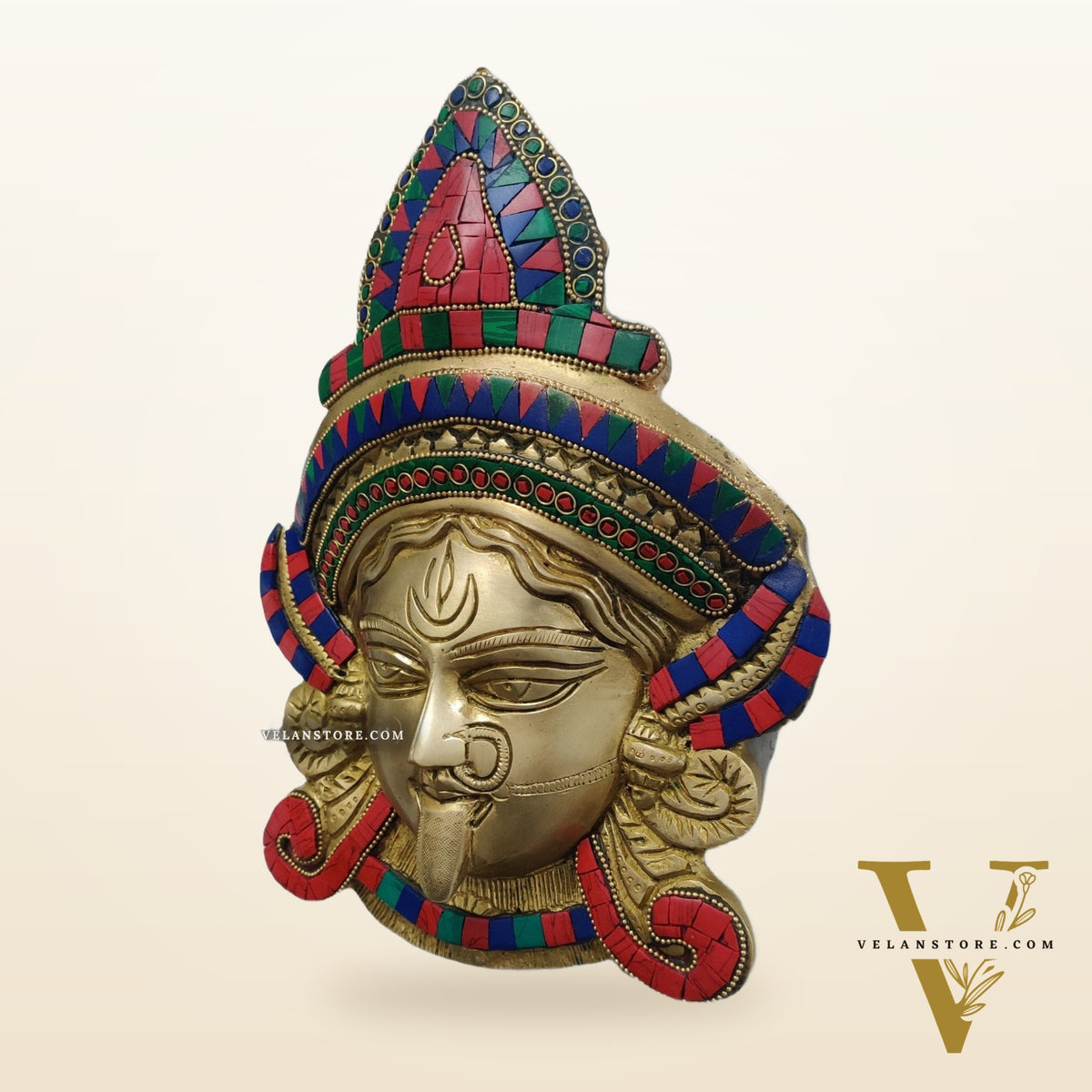Kali Maa Face Wall Mount With Stonework