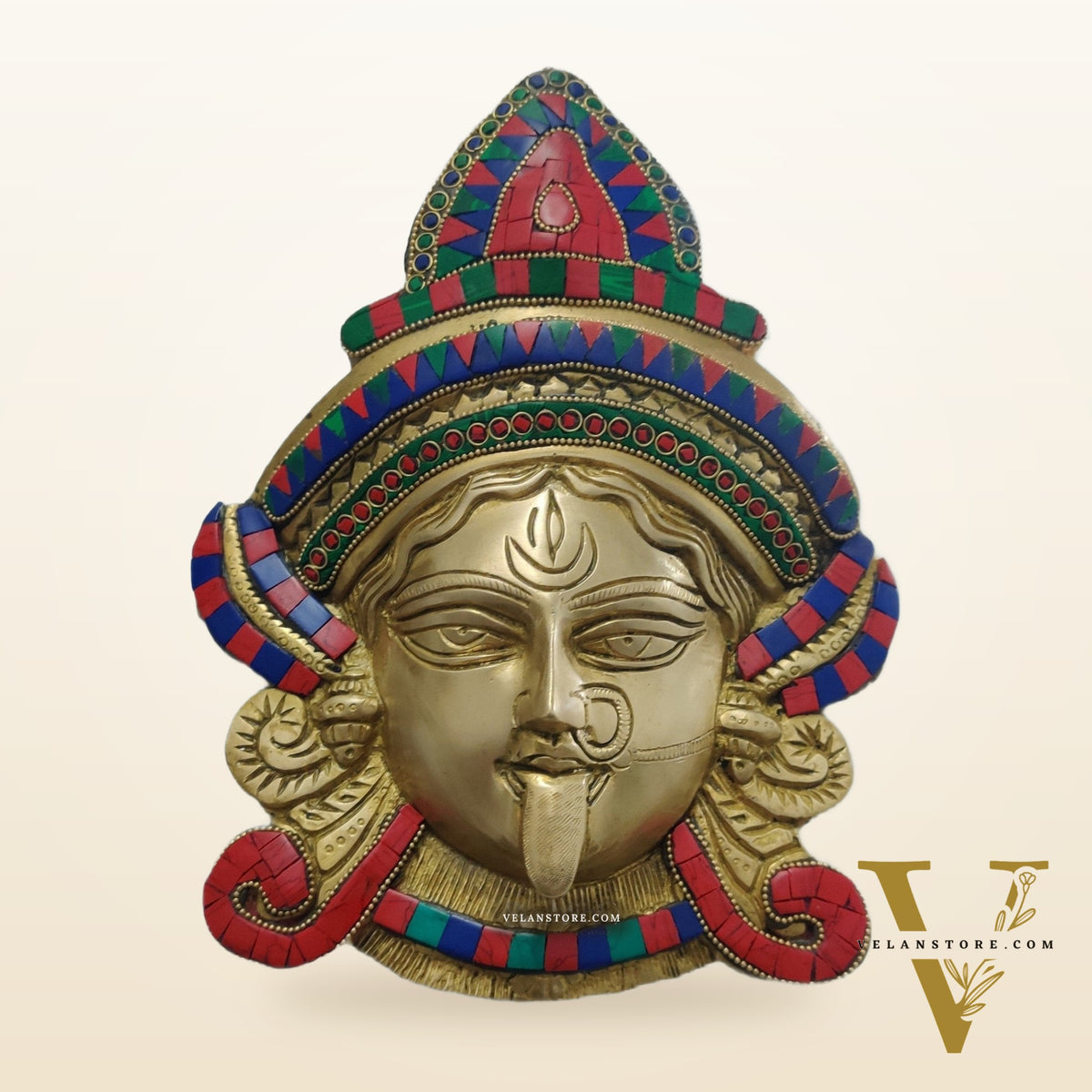 Kali Maa Face Wall Mount With Stonework