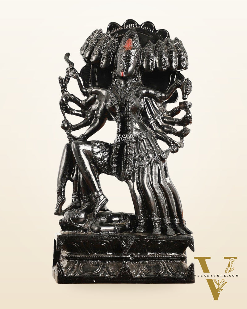 Kali Mata Brass Statue 10 Heads showcasing the the das Mahavidya - 15 Inch