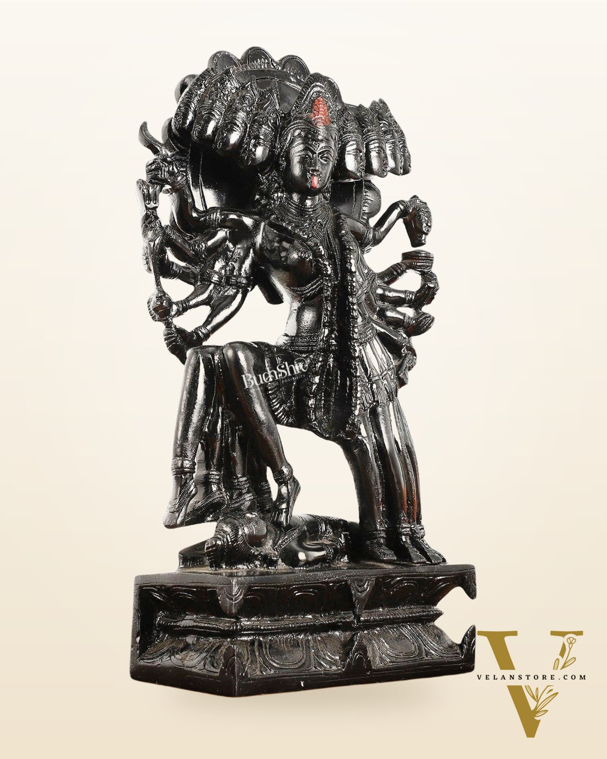 Kali Mata Brass Statue 10 Heads showcasing the the das Mahavidya - 15 Inch