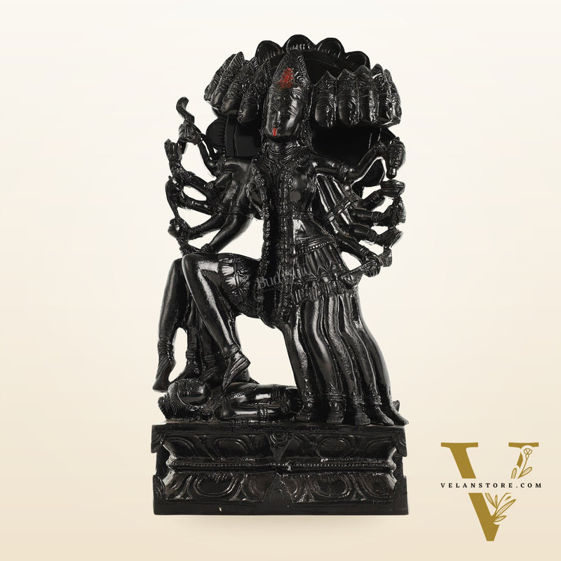 Kali Mata Brass Statue 10 Heads showcasing the the das Mahavidya - 15 Inch