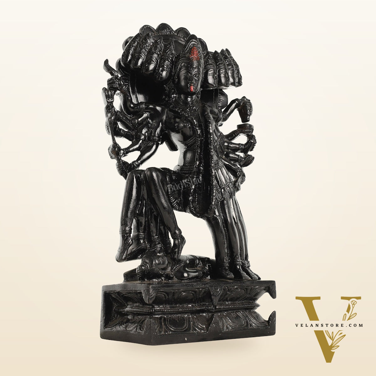 Kali Mata Brass Statue 10 Heads showcasing the the das Mahavidya - 15 Inch