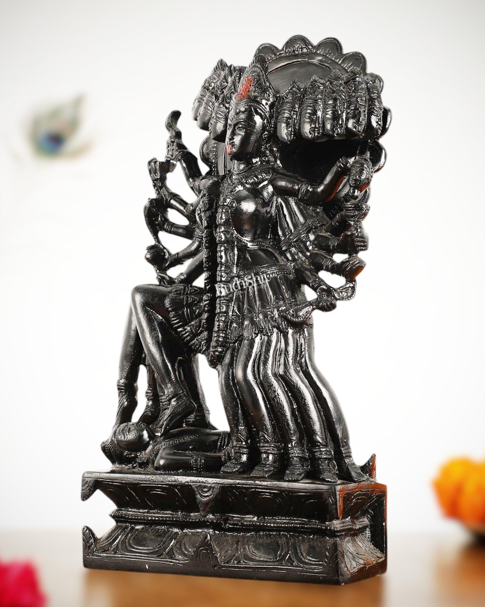 Kali Mata Brass Statue 10 Heads showcasing the the das Mahavidya - 15 Inch