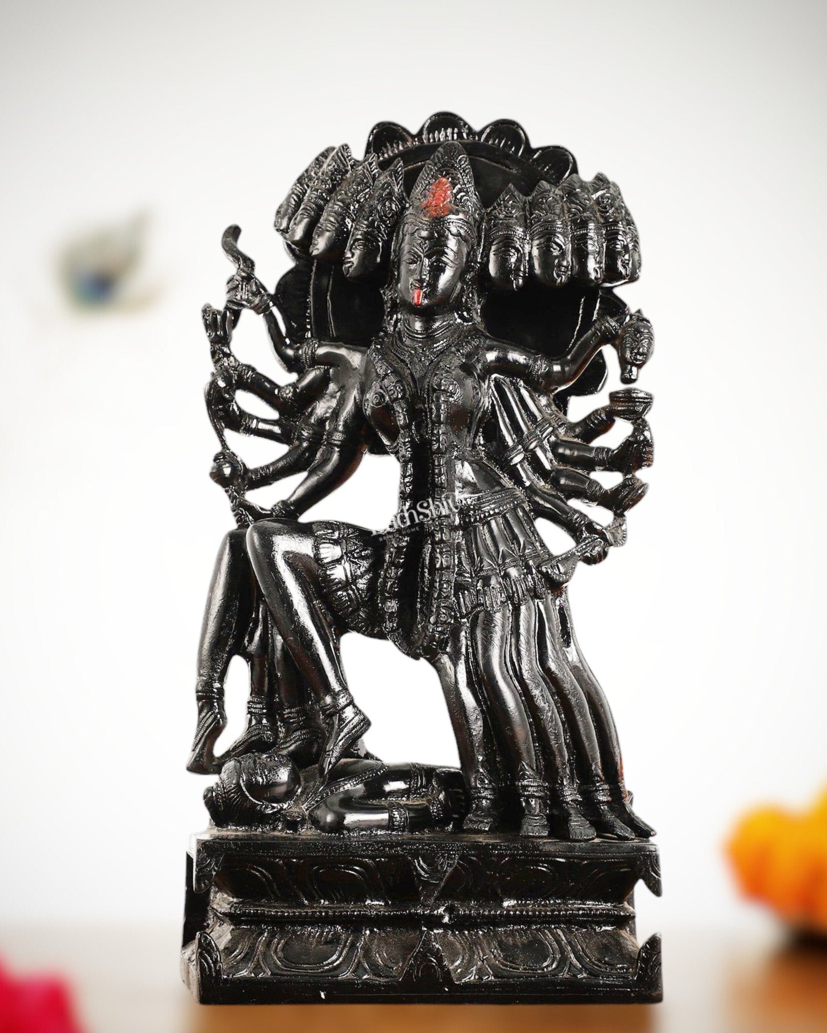 Kali Mata Brass Statue 10 Heads showcasing the the das Mahavidya - 15 Inch