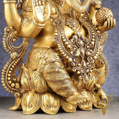 Kamal Ganesha Brass Idol 21 " enhanced carvings