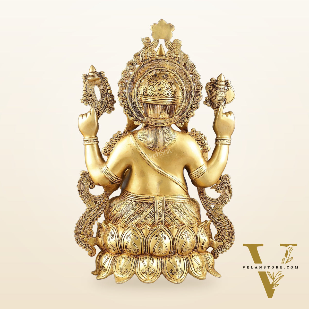 Kamal Ganesha Brass Idol 21 " enhanced carvings