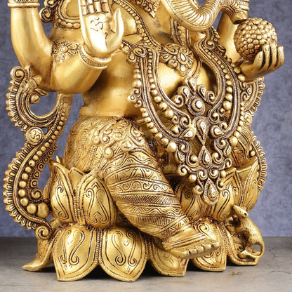 Kamal Ganesha Brass Idol 21 " enhanced carvings