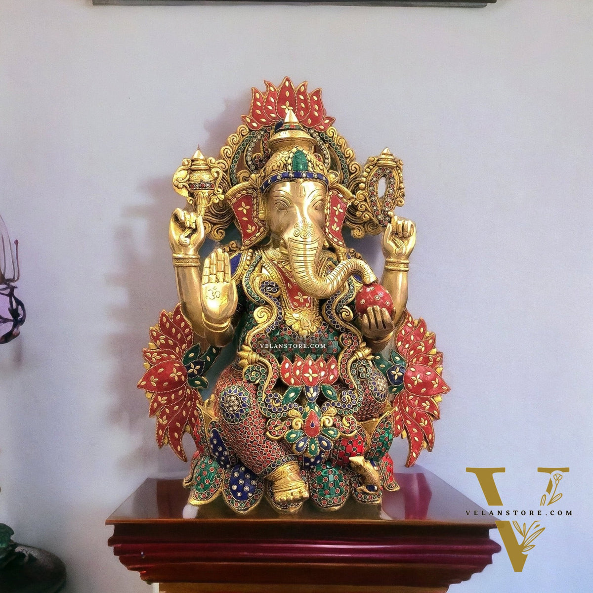 Kamalasana Ganapathi Divine Sculpture | Handcrafted in Superfine Brass 21"
