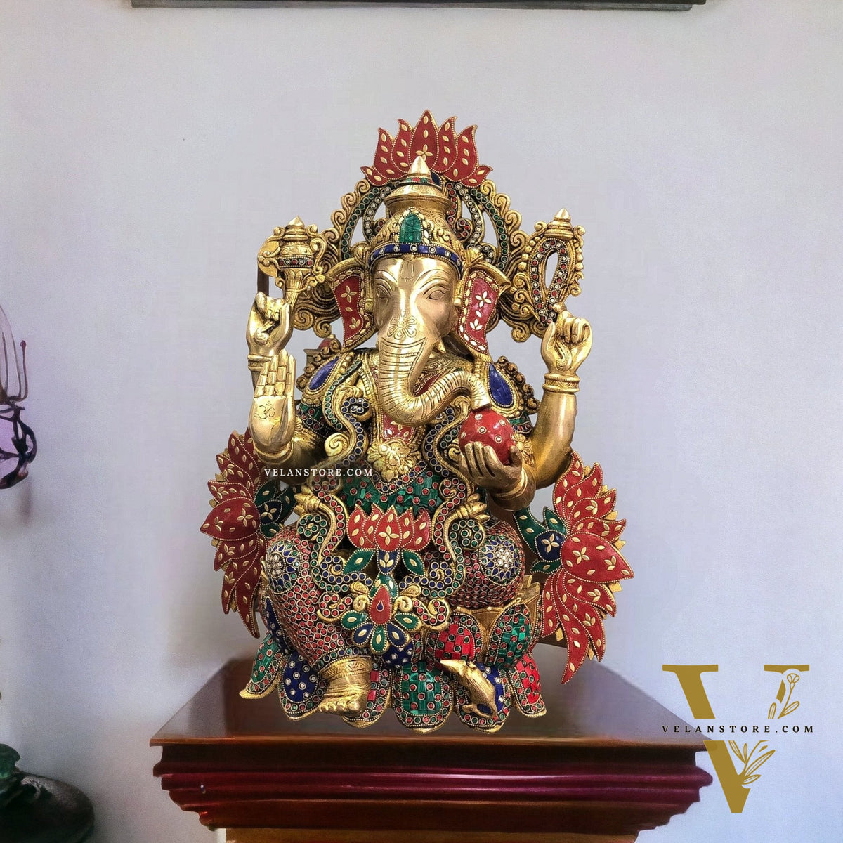 Kamalasana Ganapathi Divine Sculpture | Handcrafted in Superfine Brass 21"
