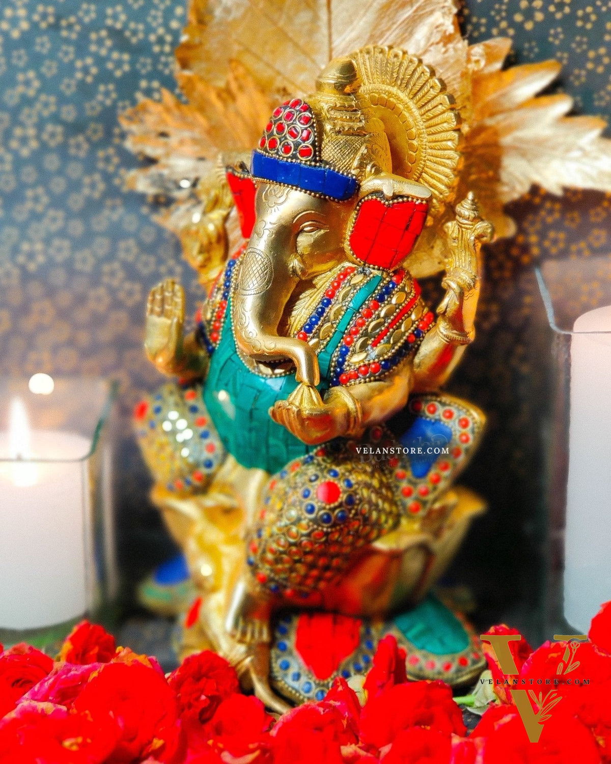 Kamalasana Ganesha brass idol 11 inch