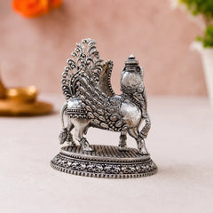 Brass Lightweight Silver Kamdhenu Cow Idol (3.5 Inch)