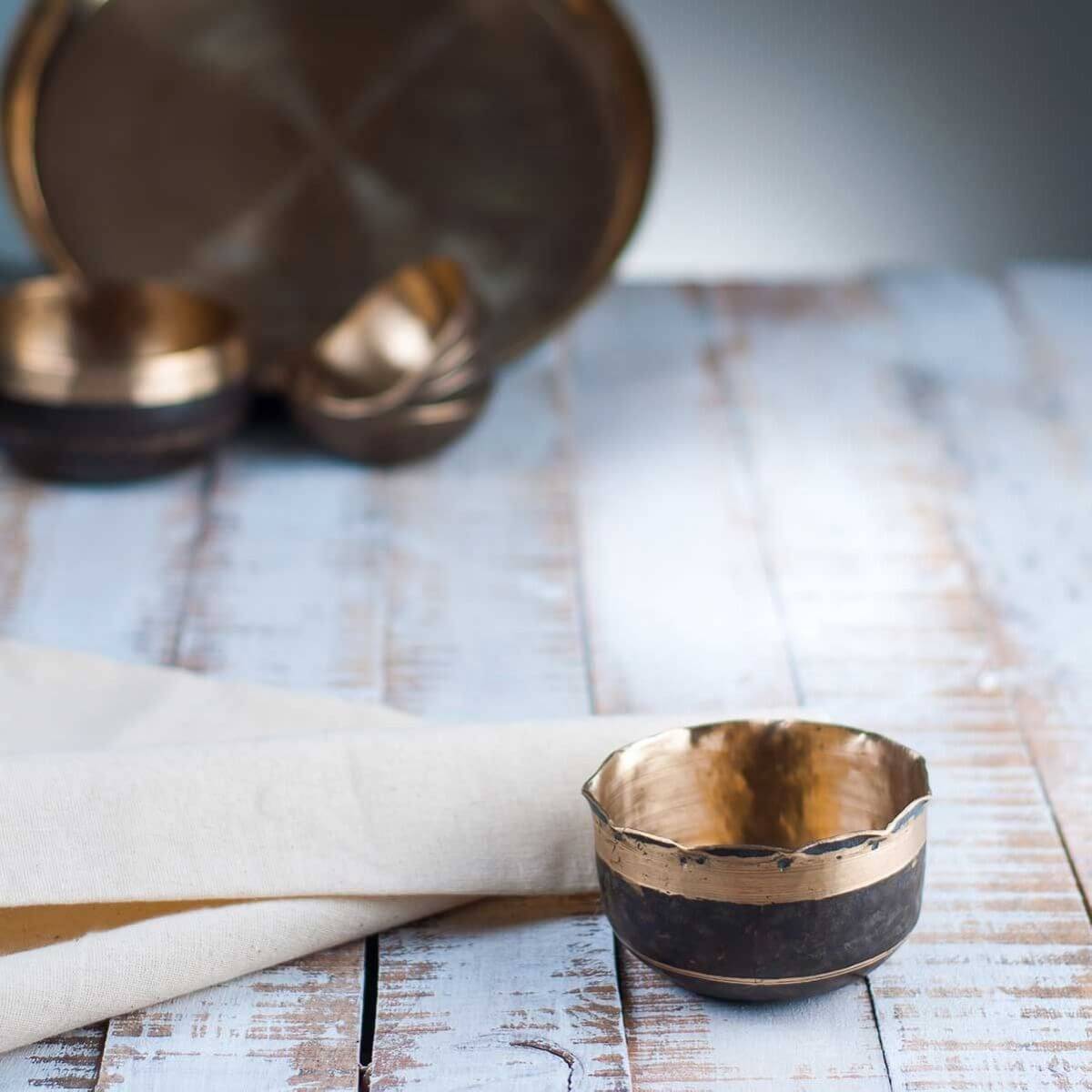 Kansa - Bronze Serving Bowl : Petal Shape