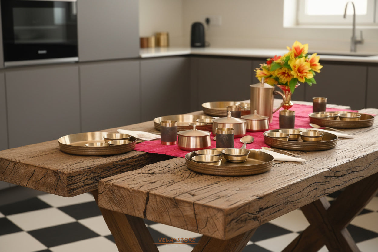 Pure Kansa Dinner set Of 49 Pieces -  Perfect for Family, Guest, Friends, And Gift