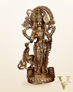Kartikeya Lord Murugun Brass Superfine Statue 20" enhanced carvings