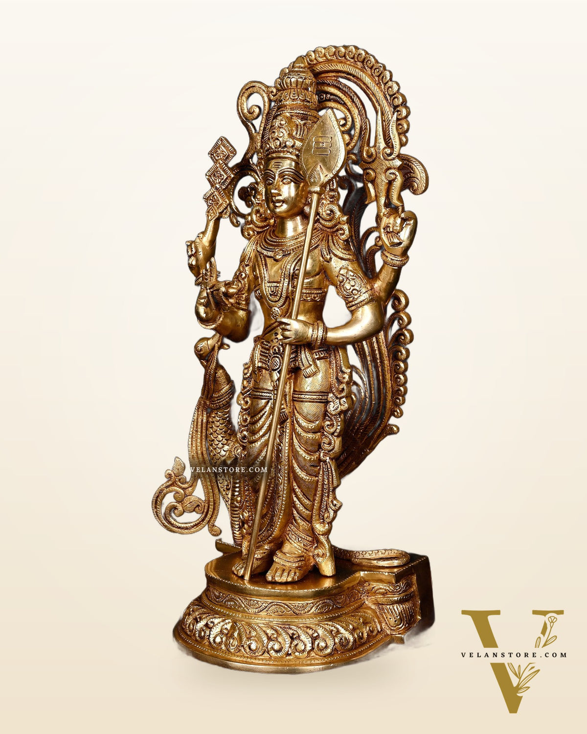Kartikeya Lord Murugun Brass Superfine Statue 20" enhanced carvings