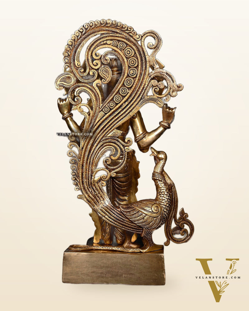 Kartikeya Lord Murugun Brass Superfine Statue 20" enhanced carvings