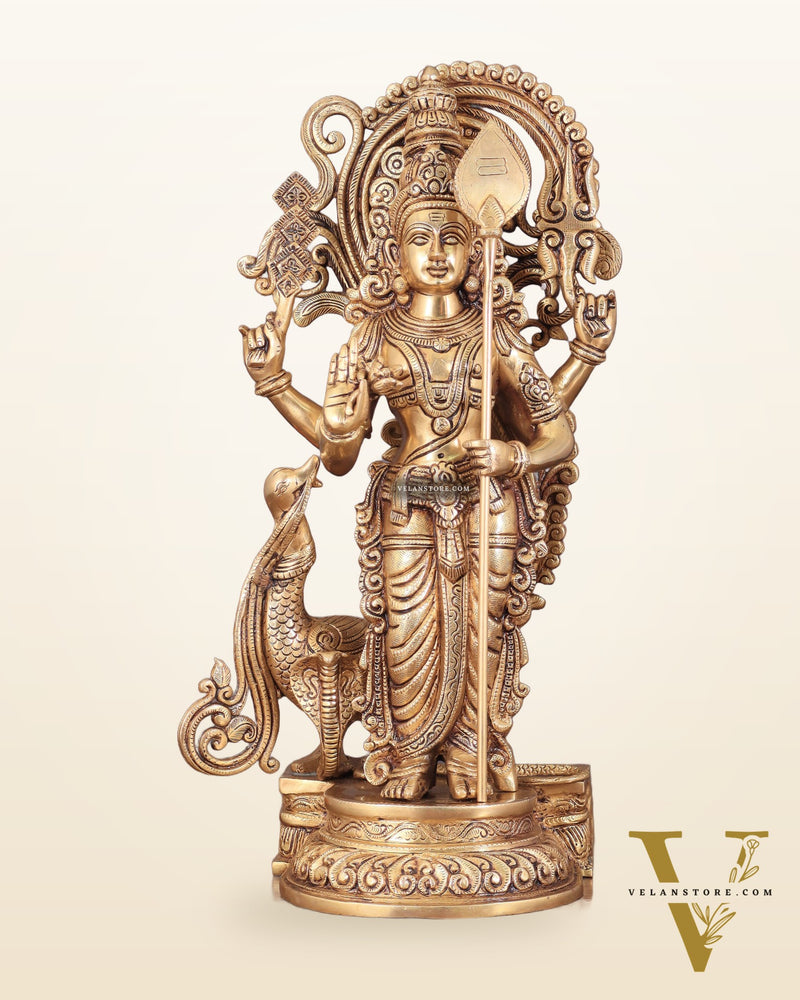 Kartikeya Lord Murugun Brass Superfine Statue 20"