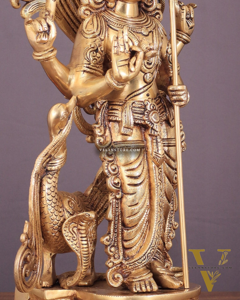 Kartikeya Lord Murugun Brass Superfine Statue 20"