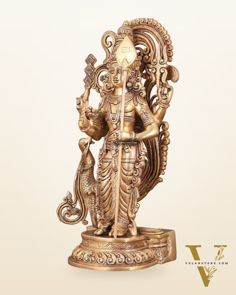Kartikeya Lord Murugun Brass Superfine Statue 20"
