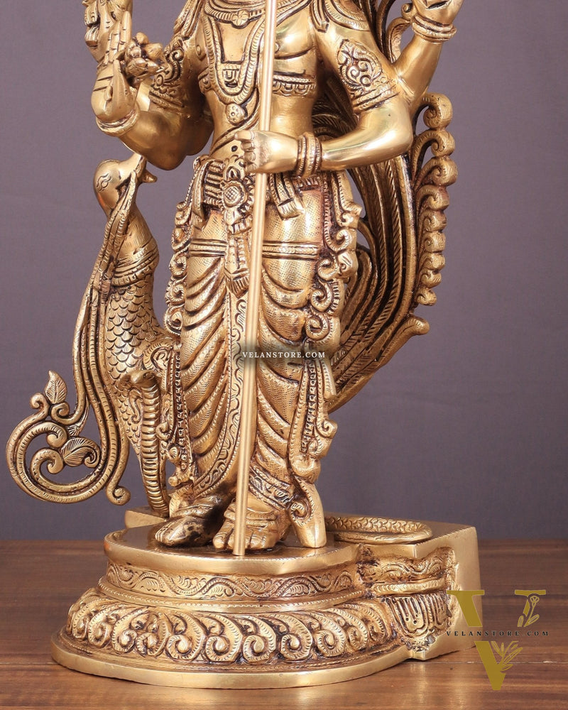 Kartikeya Lord Murugun Brass Superfine Statue 20"