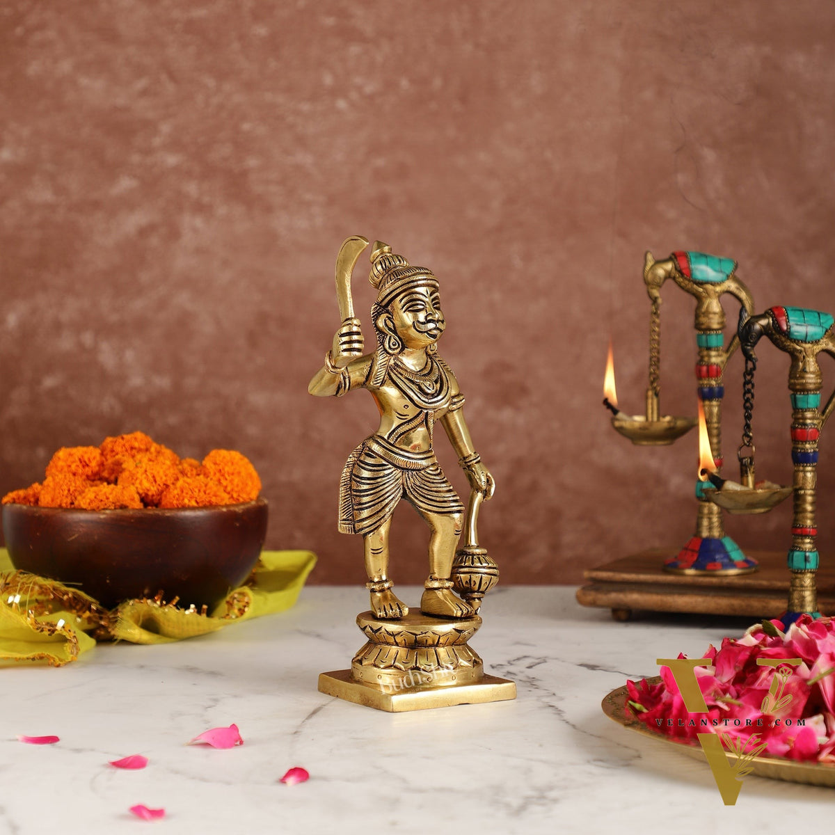 Karuppasamy Brass Superfine Statue 9"