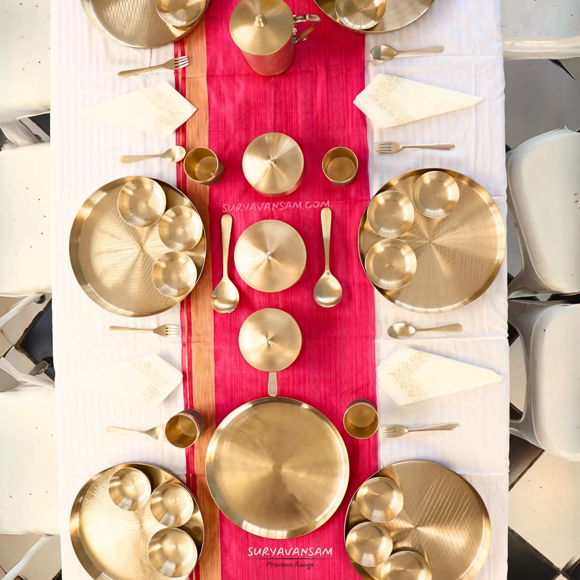 Handcrafted 50-Piece Pure Kansa Bronze Dinner Set