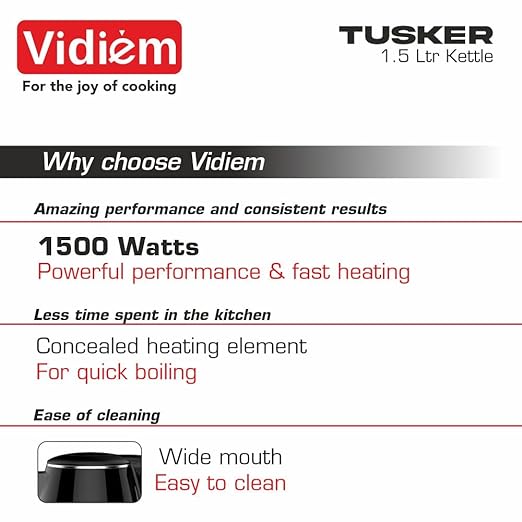TUSKER 1.5 Ltr Electric Kettle vidiem