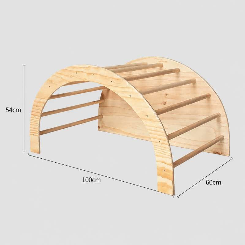 Natural Wood 5-in-1 Montessori Climbing Arch Rocker for Kids