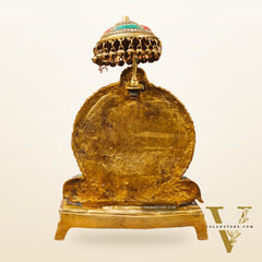 King Ganesha Brass statue with stonework 18 inches