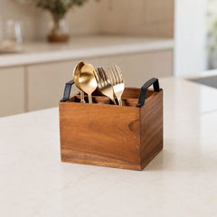 Inseparables Acacia Wood Cutlery Holder
