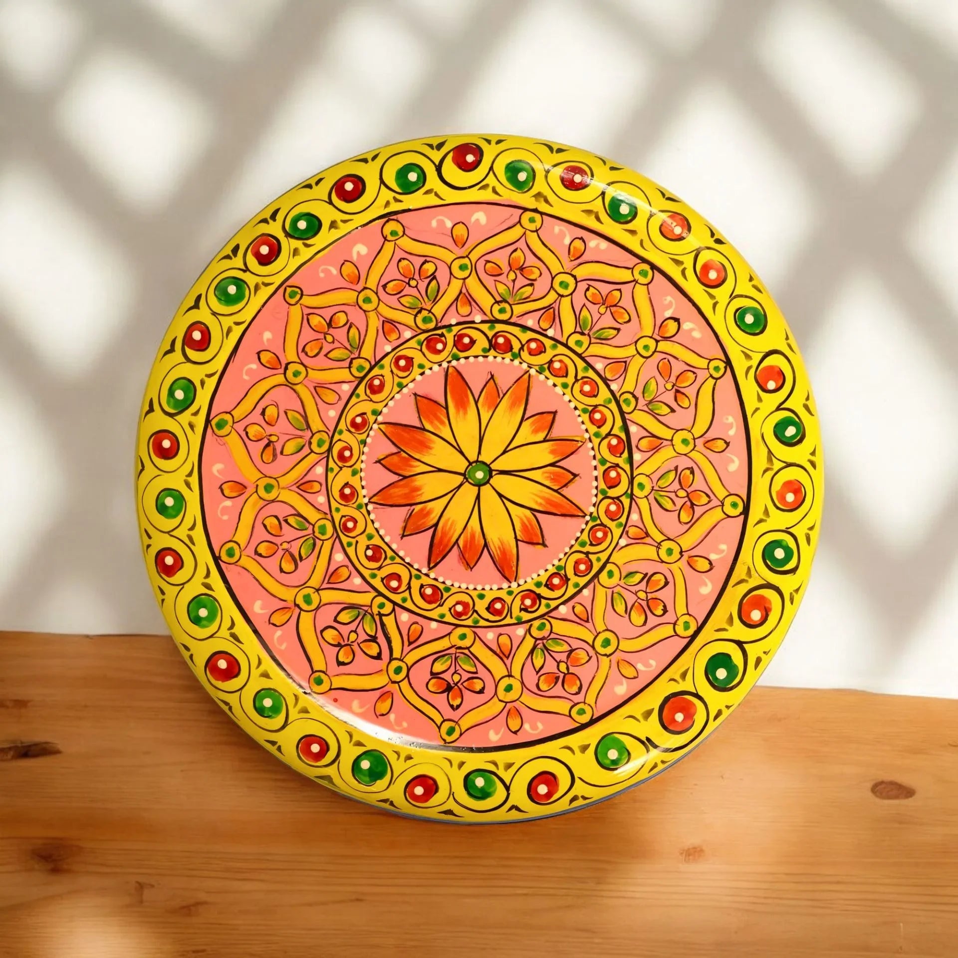 Hand Painted Spice Box With 7 Compartments- Beautiful Carving Design