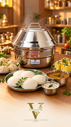 Vcookware स्टेनलेस स्टील चेट्टीनाडु इडली पॉट – नरम और फूली हुई इडली बनाने के लिए पारंपरिक स्टीमर-8