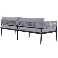 Furni Outdoor Sofa Set 3 Seater , 2 Single seater and 1 Center Table Set (Grey) Braided & Rope