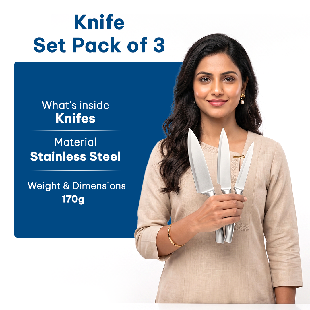 Stainless Steel Kitchen Knife Set - Pack of 3