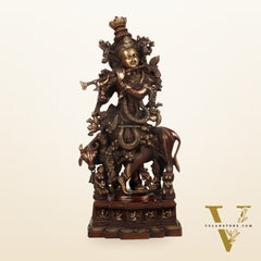 Krishna Brass Idol Divine Flute Playing Krishna 29 inch